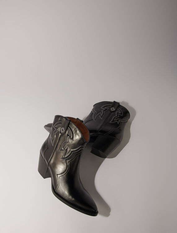 Leather cowboy ankle boots - Fall-Winter Collection - MAJE