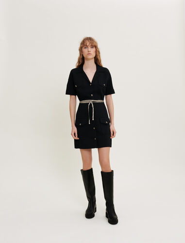 撞色针织连衣裙 : Dresses 顏色 黑色/BLACK