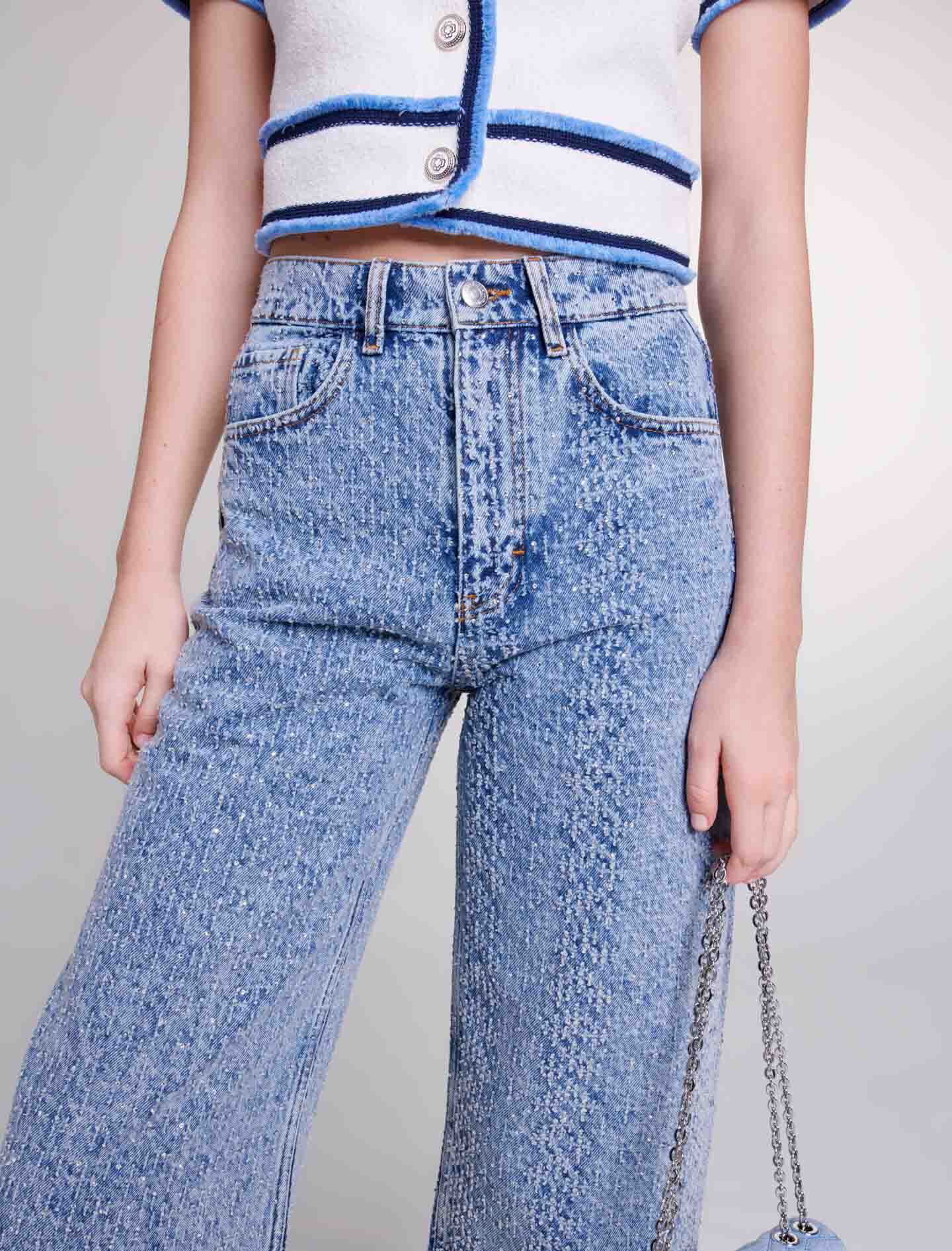 224POKKUS Rhinestone XL jeans - Trousers & Jeans - Maje.com