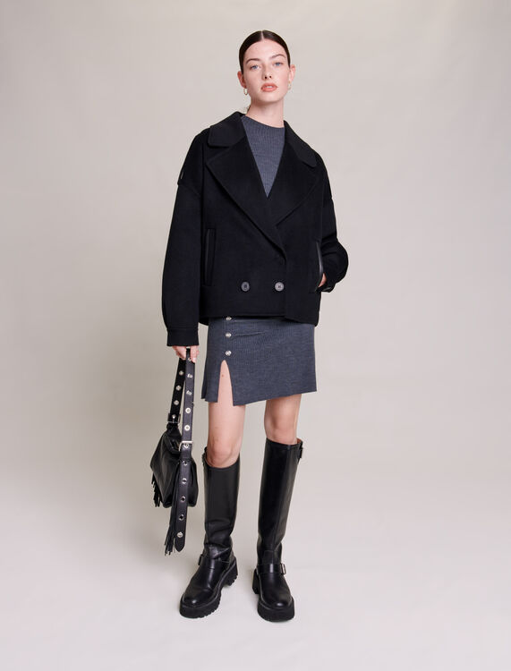 Jacket whool : Coats and Jackets color Black