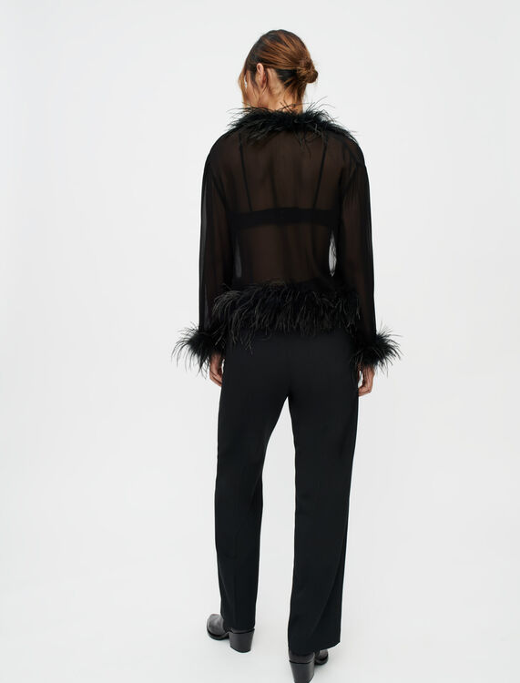 Wide-leg black suit trousers -  - MAJE