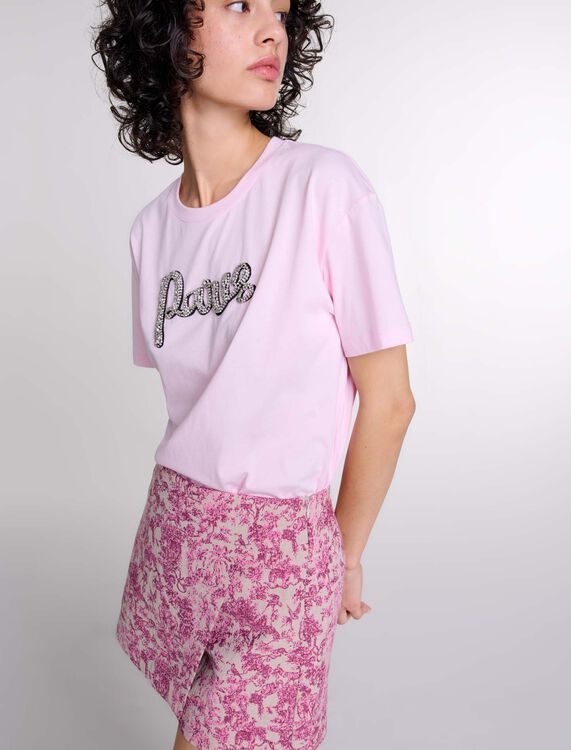 Paris rhinestone T-shirt - Fall-Winter Collection - MAJE
