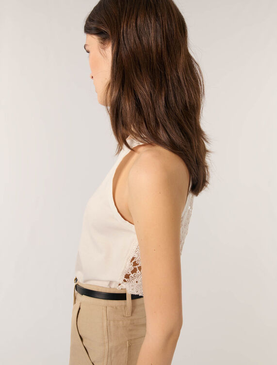 Vest top with crochet back - T-Shirts - MAJE