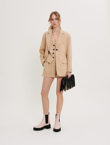 条纹系带夹克 : Coats & Jackets 顏色 米黄色/BEIGE