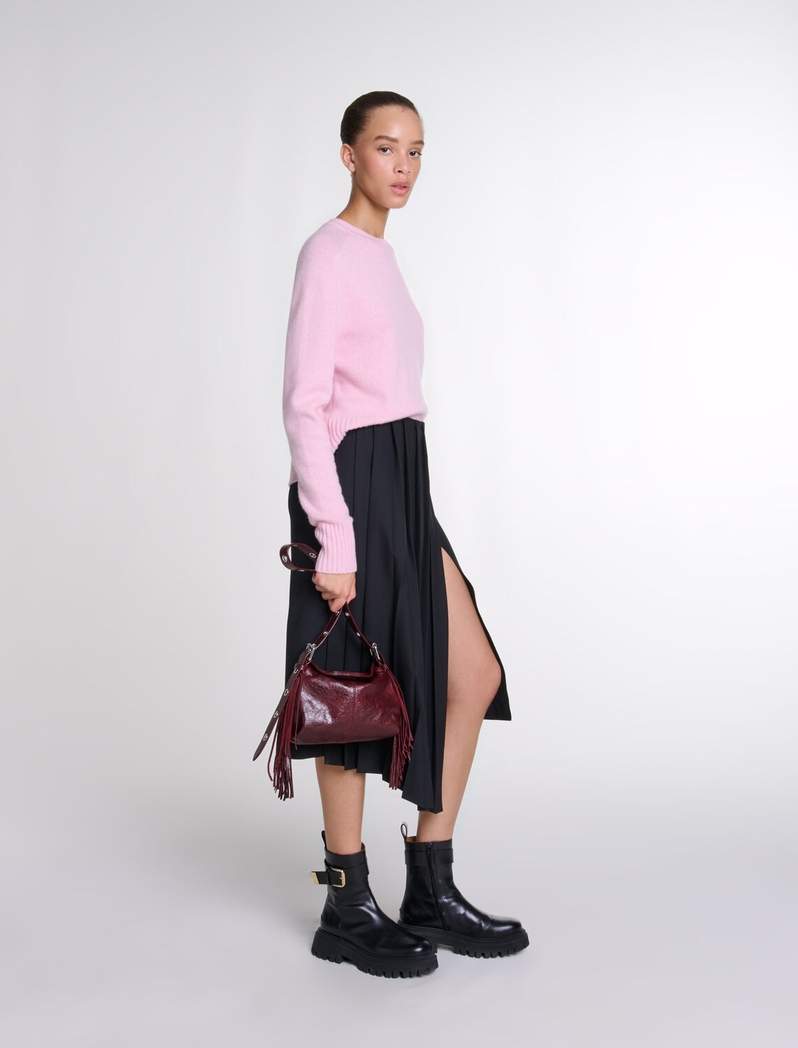 Asymmetrical long pleated skirt - Fall-Winter Collection - MAJE