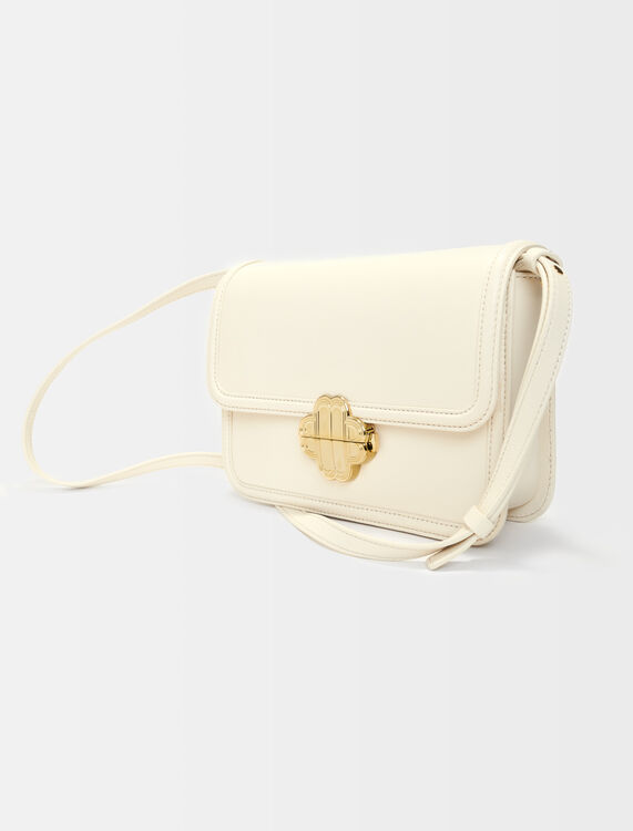 Leather bag with clover clasp : Shoulder bags color Vanilla Ecru