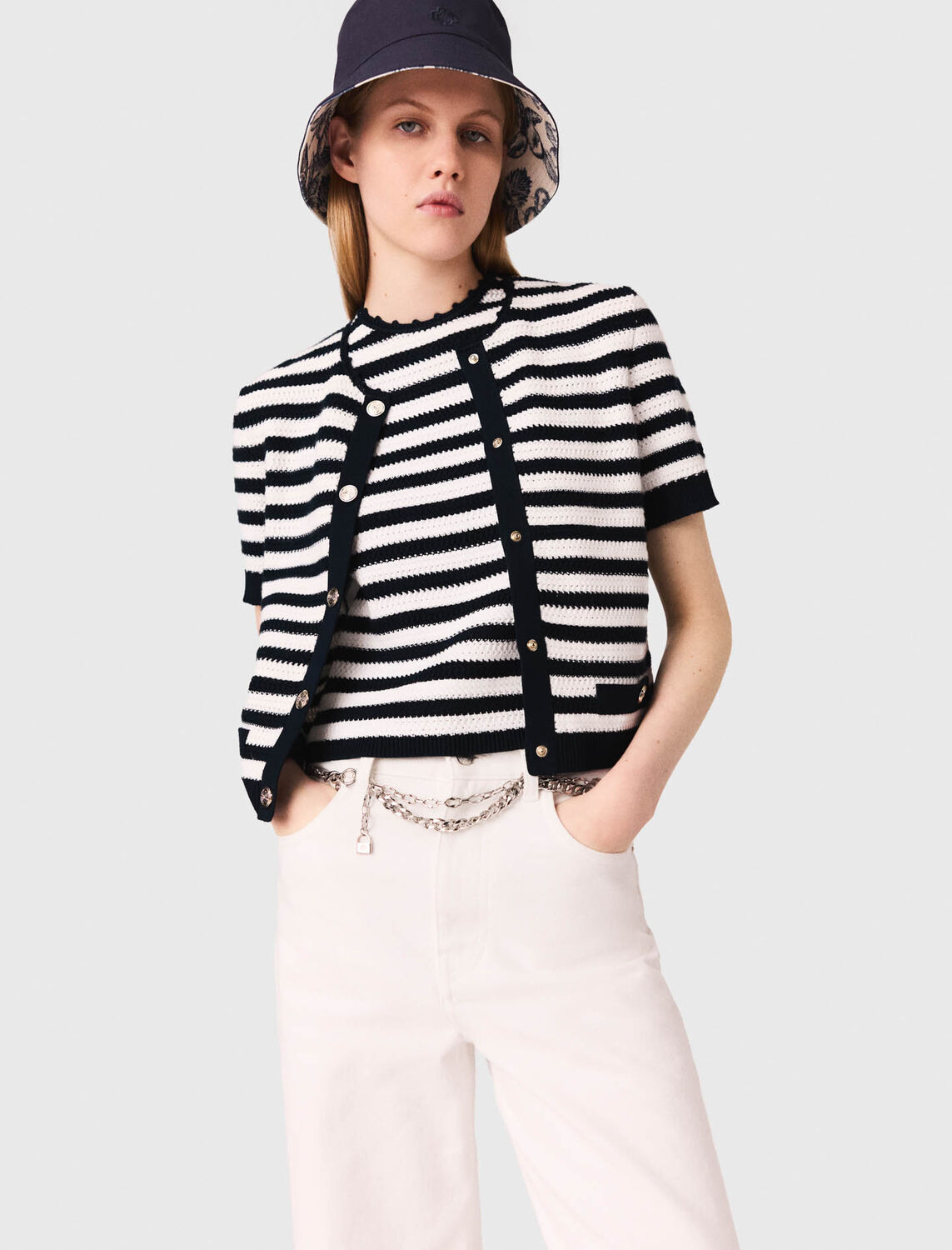 maje : Sweaters & Cardigans color White/Navy