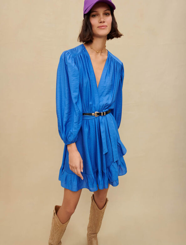 Short ruffled dress : Dresses color Blue