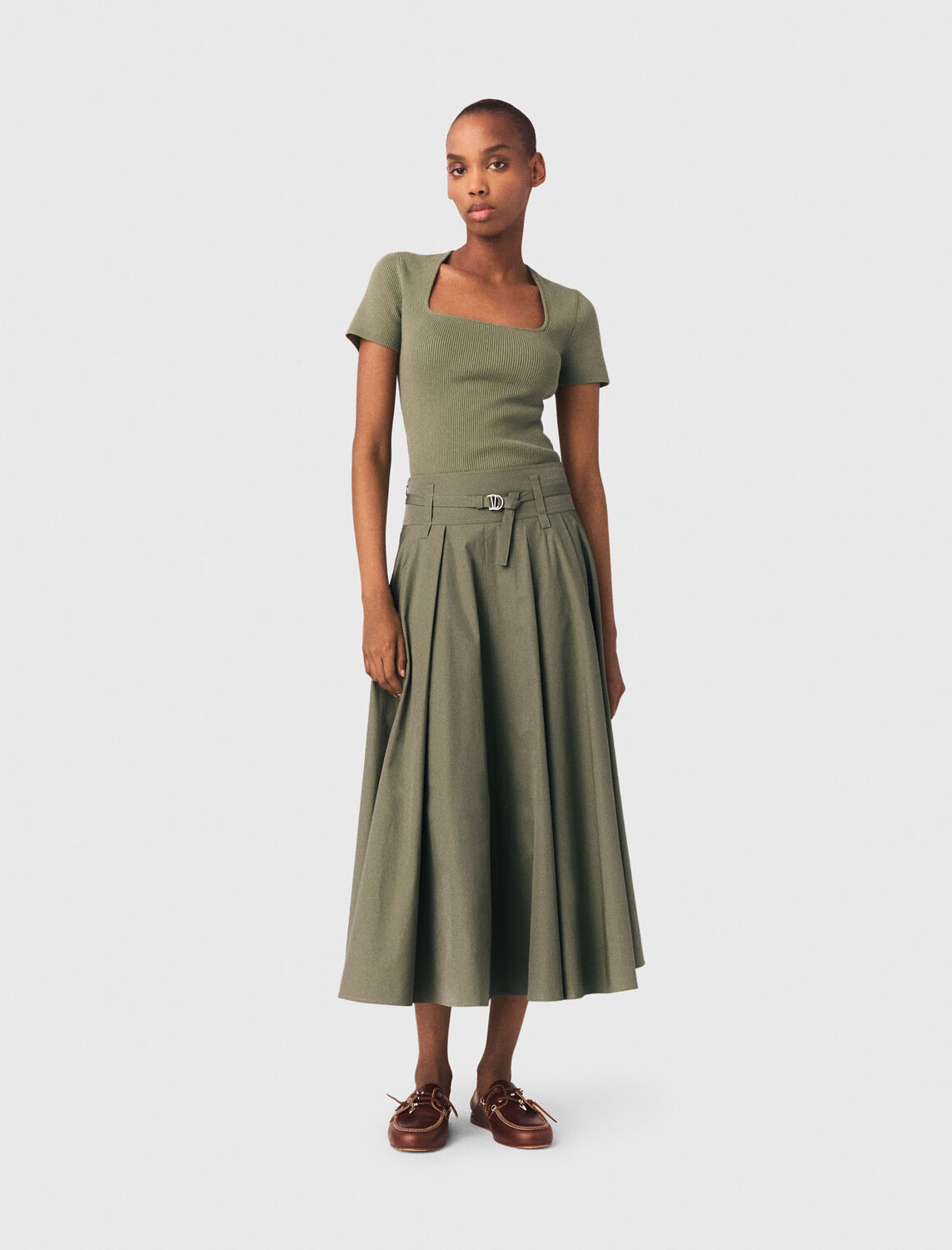 Square-neck ribbed jumper - Sweaters & Cardigans - MAJE