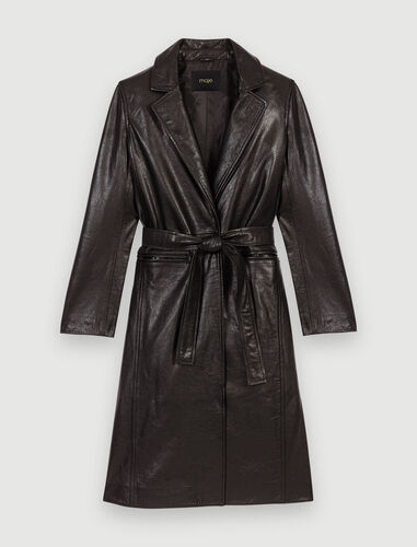 Black leather trench : Coats color Black