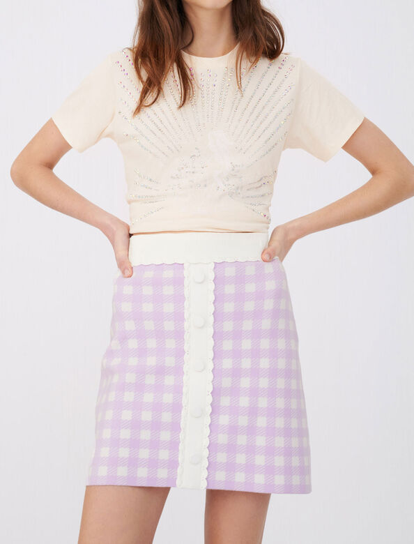Straight skirt in checked jacquard : Skirts & Shorts color 