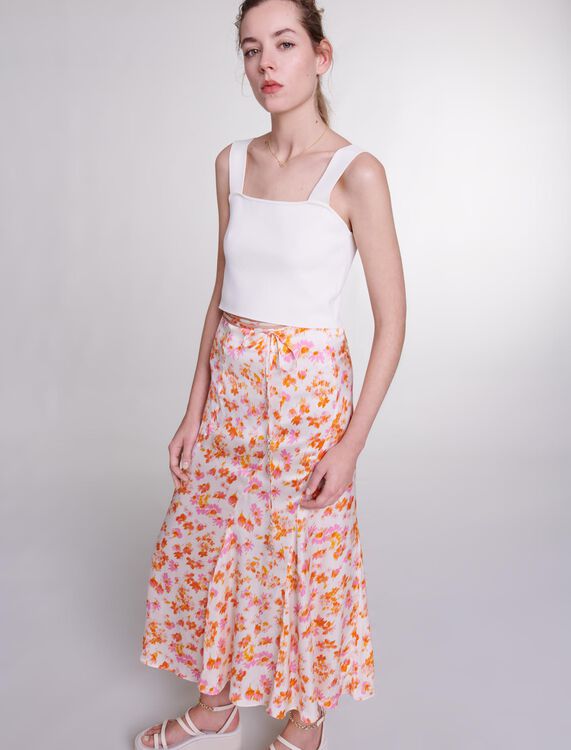 Satin-effect floral skirt - View All - MAJE