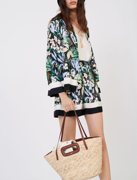 Basket bag in palm and leather - Shoulder bags - MAJE
