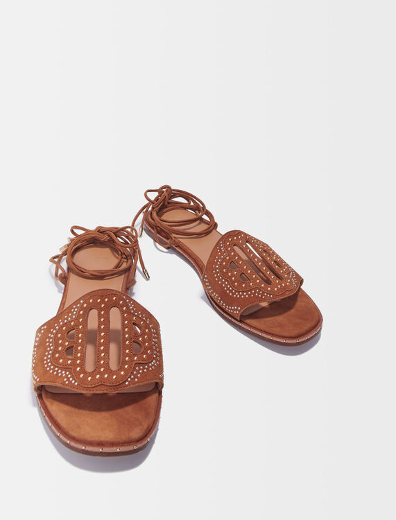 Flat tie sandals with studs - Shoes - MAJE