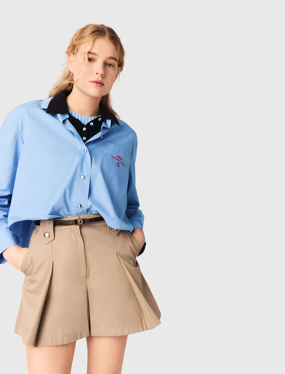 Pleated cotton shorts - Skirts & Shorts - MAJE