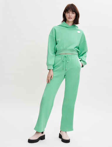 对比侧边条纹慢跑裤 : null 顏色 绿色/GREEN