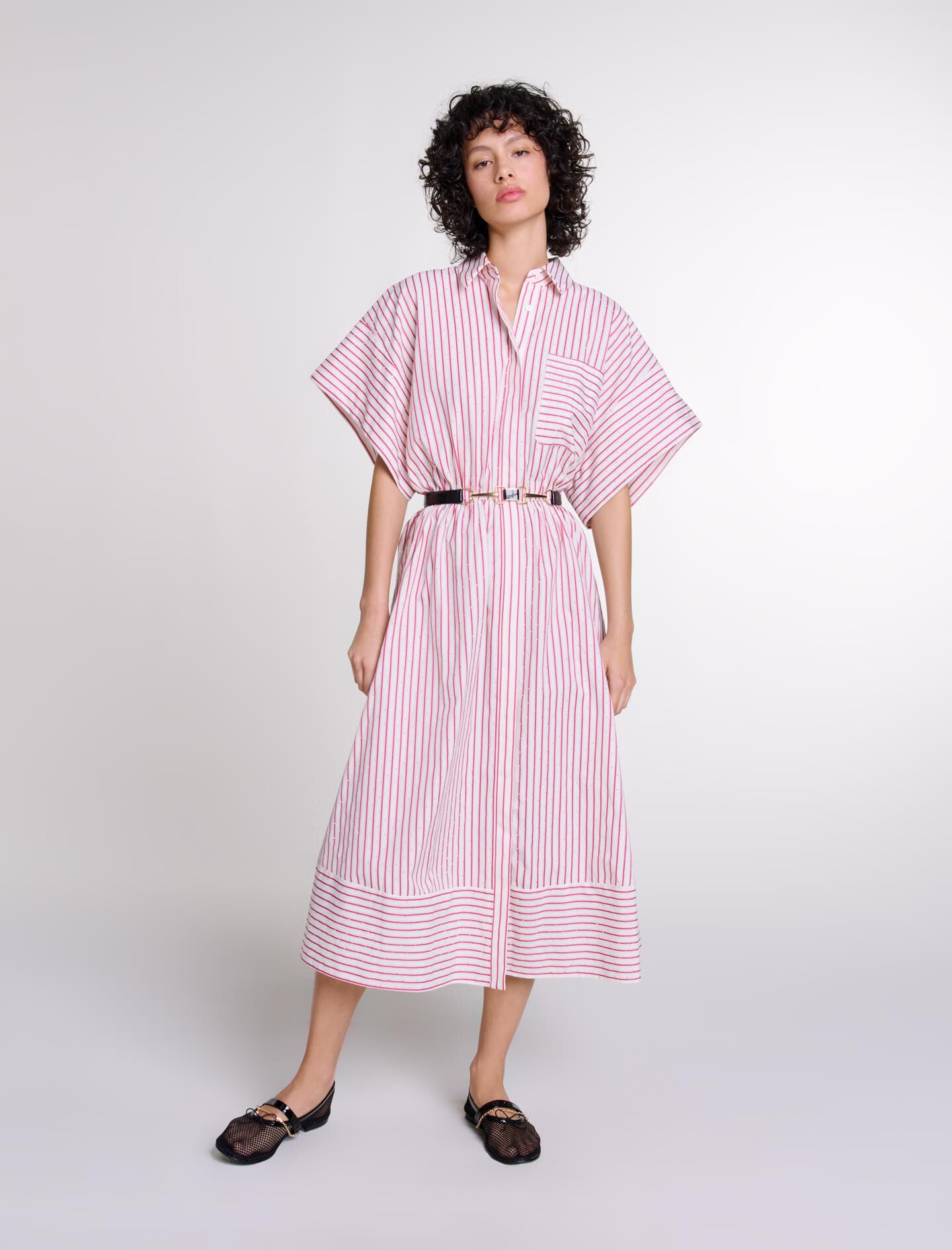 124REVANA Striped and rhinestone maxi dress Dresses Maje