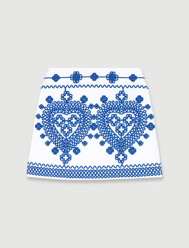 Embroidered pencil skirt : Skirts & Shorts color White/Blue