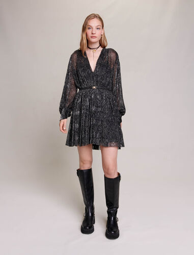 Short metallic dress : Dresses color Black/Glitter
