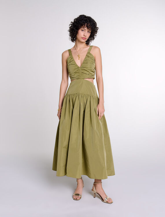 Cutaway taffeta dress : View All color Khaki