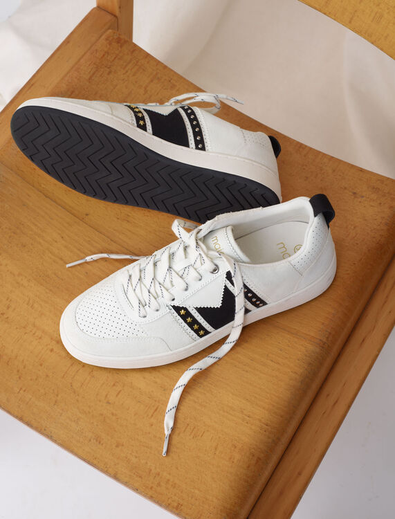 Leather trainers with suede panels - Shoes - MAJE