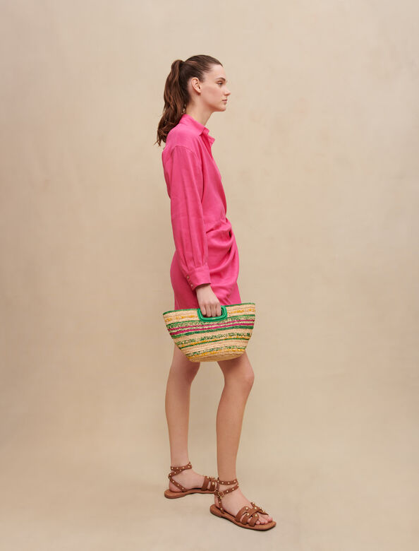 Short draped dress : Dresses color Fuchsia