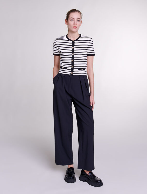 Wide-leg trousers with belt -  - MAJE