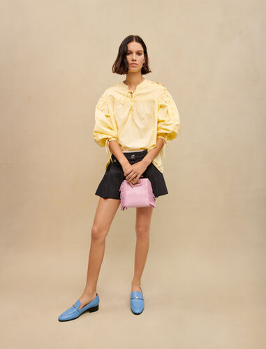 Medieval-style laced cotton shirt : Tops color Yellow