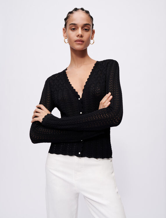 Pointelle jumper with rick-rack details - Cardigans & Sweaters - MAJE