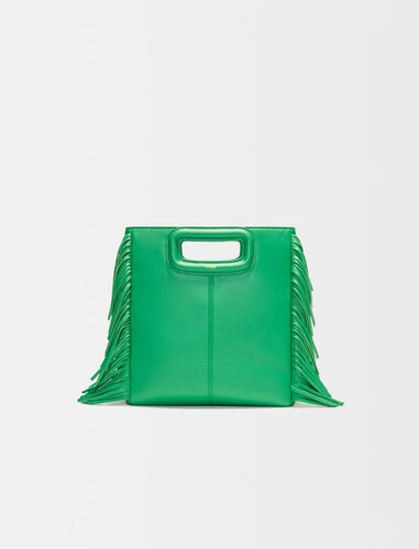Smooth leather M bag with fringing : Bags color Casino Green