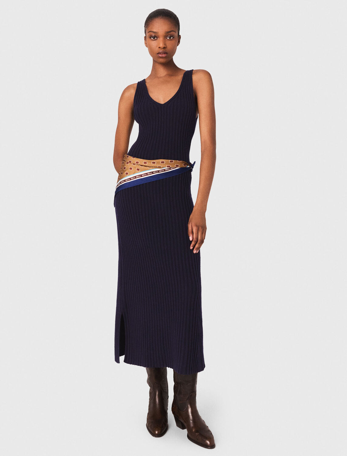 Knit dress with removable jumper : Dresses color Navy