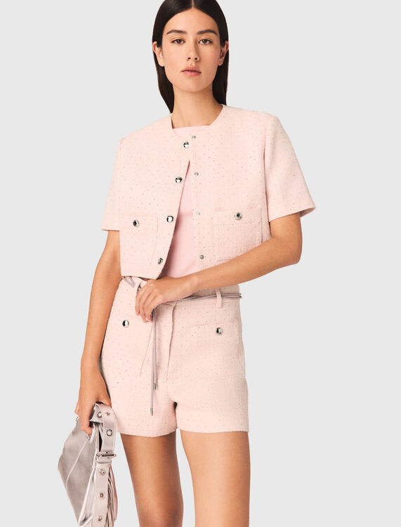 Short-sleeved tweed jacket - Blazers & Jackets - MAJE