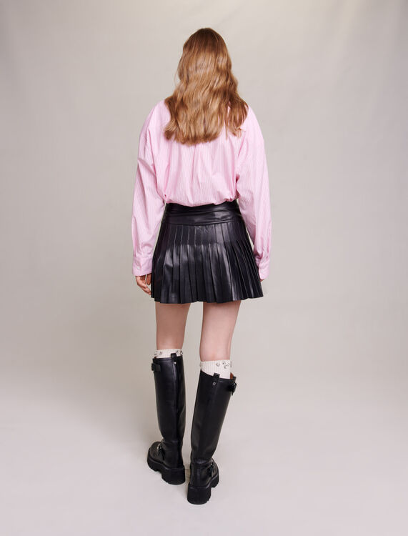 Pleated, flared leather skirt - Skirts & Shorts - MAJE