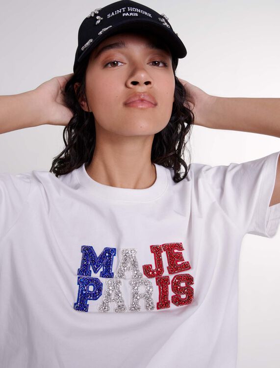 Maje Paris rhinestone T-shirt - Sport Capsule - MAJE