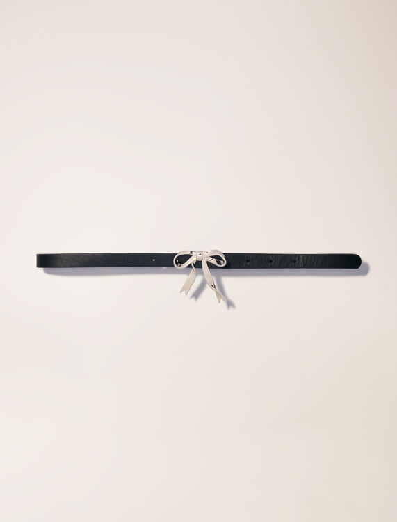 Slim leather bow belt : Belts color Black