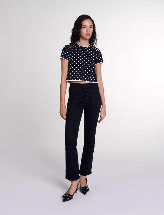 Fancy knit top : null color Black / White