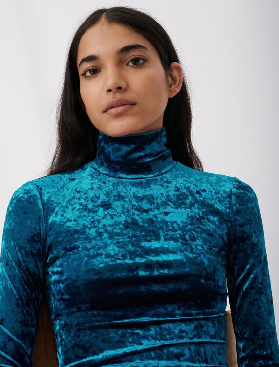 Lightweight crushed velvet polo-neck - Up to 70% off - MAJE