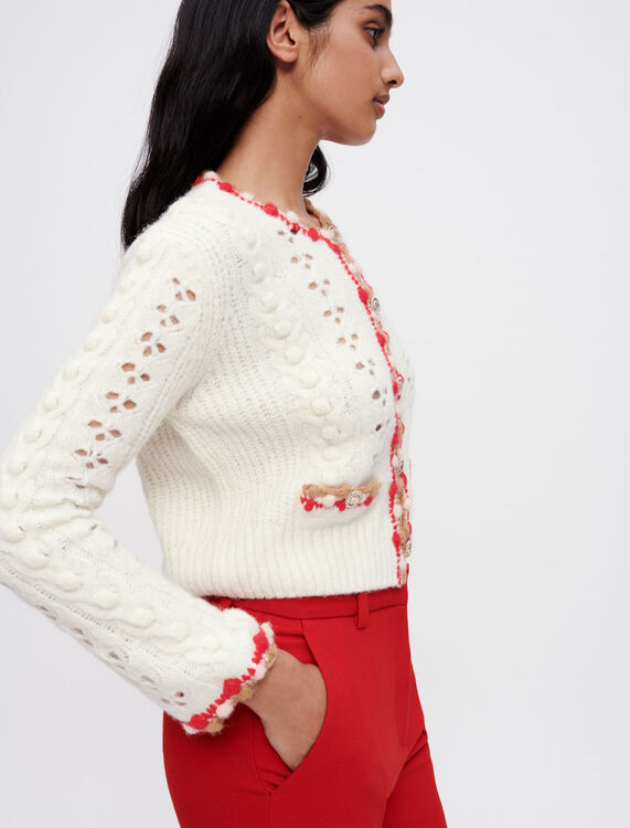 Contrasting openwork knit cardigan - Cardigans & Sweaters - MAJE