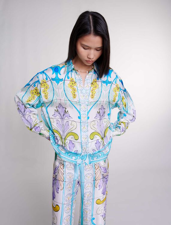 Satin-effect patterned shirt - E-shop Pre-launch Collection - MAJE