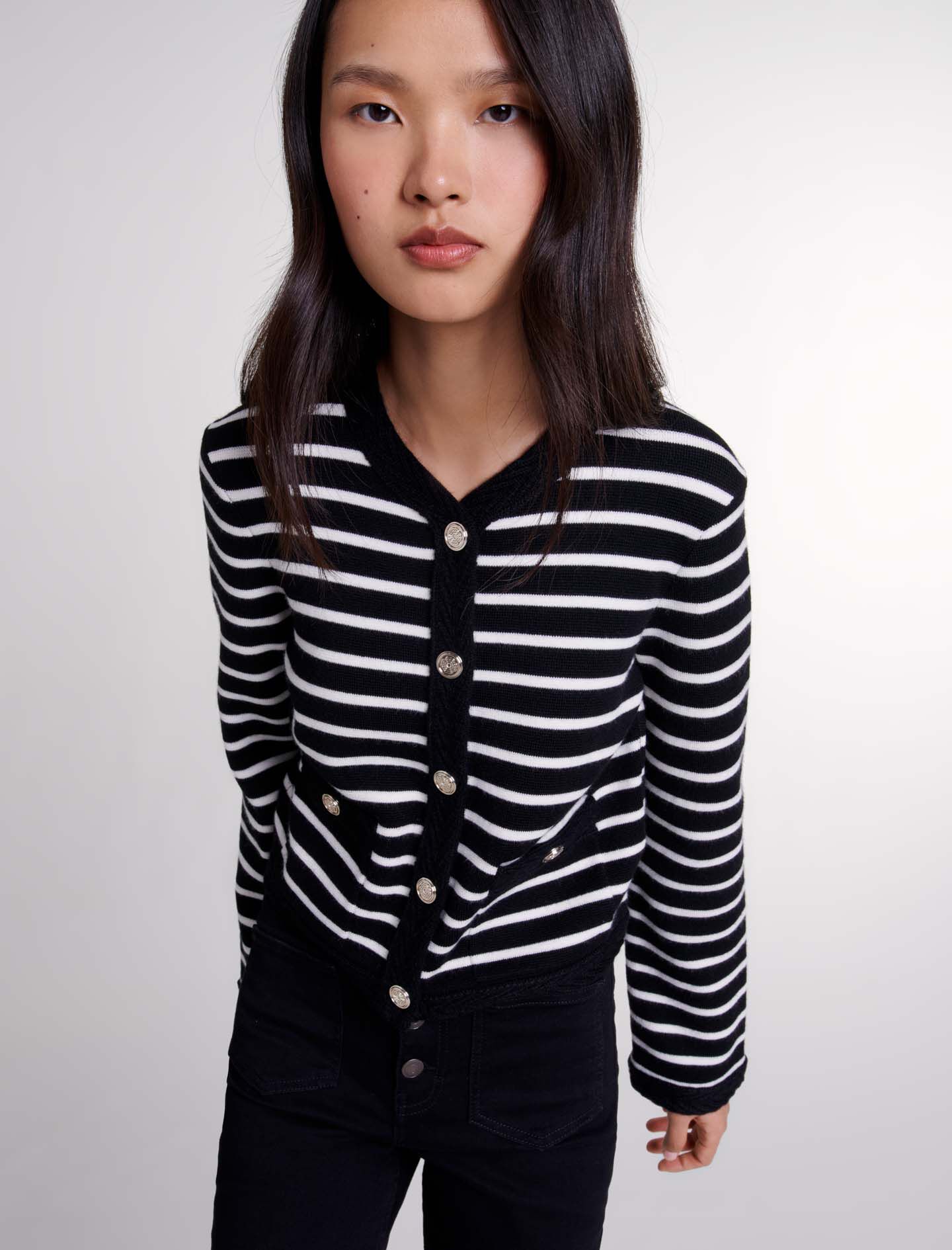 124MARACASSE Striped cardigan Sweaters Cardigans Maje