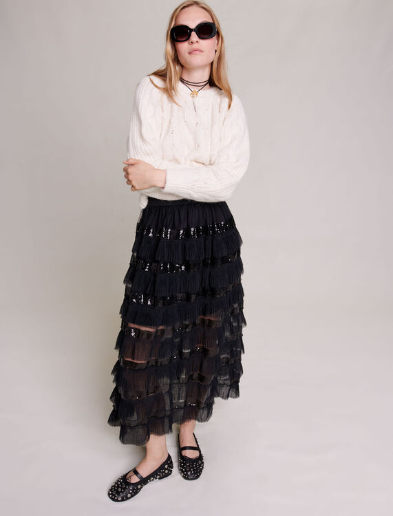 Ruffled maxi skirt -  - MAJE