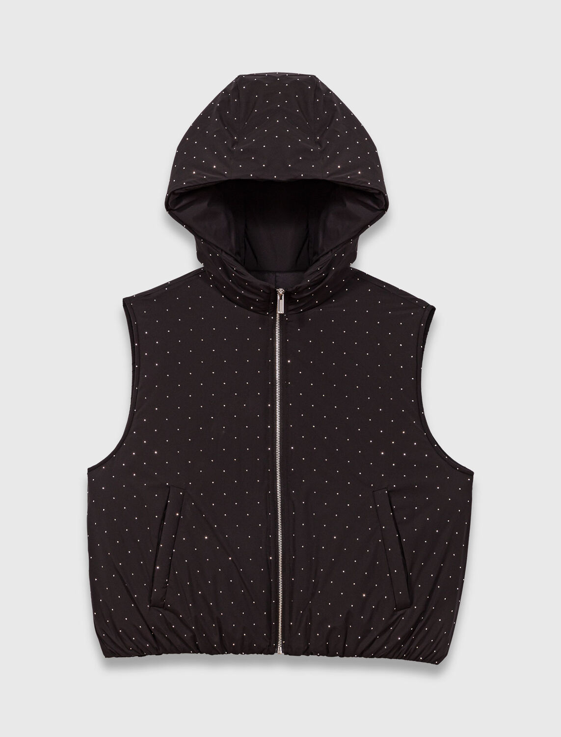 Rhinestone sleeveless puffer jacket - Coats - MAJE