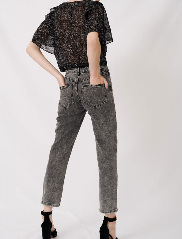 High-rise faded jeans : Trousers & Jeans color 