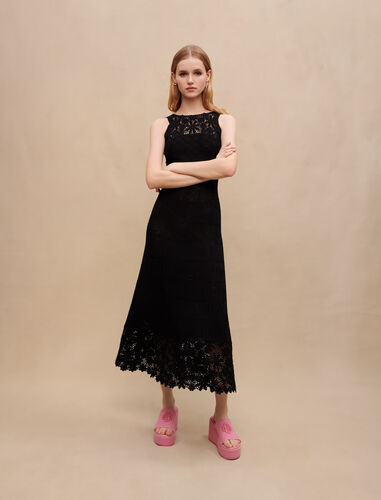 Long crochet dress : Dresses color Black