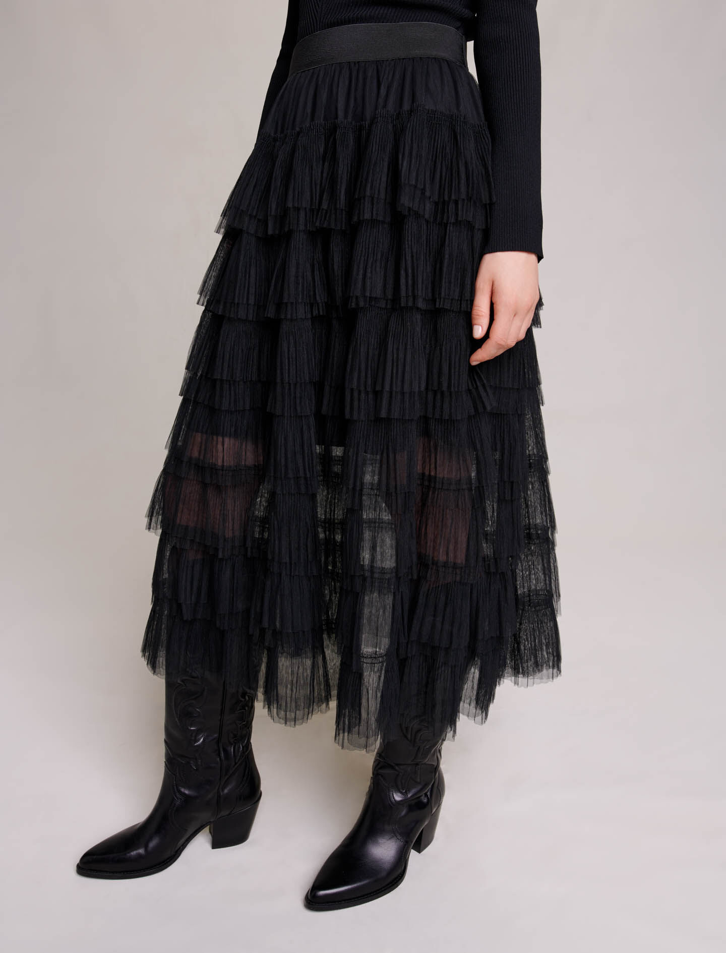120JOSEPHA Tulle midi skirt