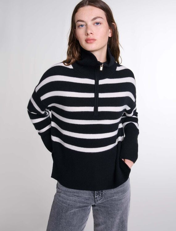 Stripe print high-neck jumper - Fall-Winter Collection - MAJE