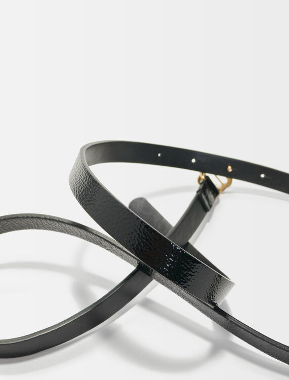 Narrow belt in black patent leather - Belts - MAJE