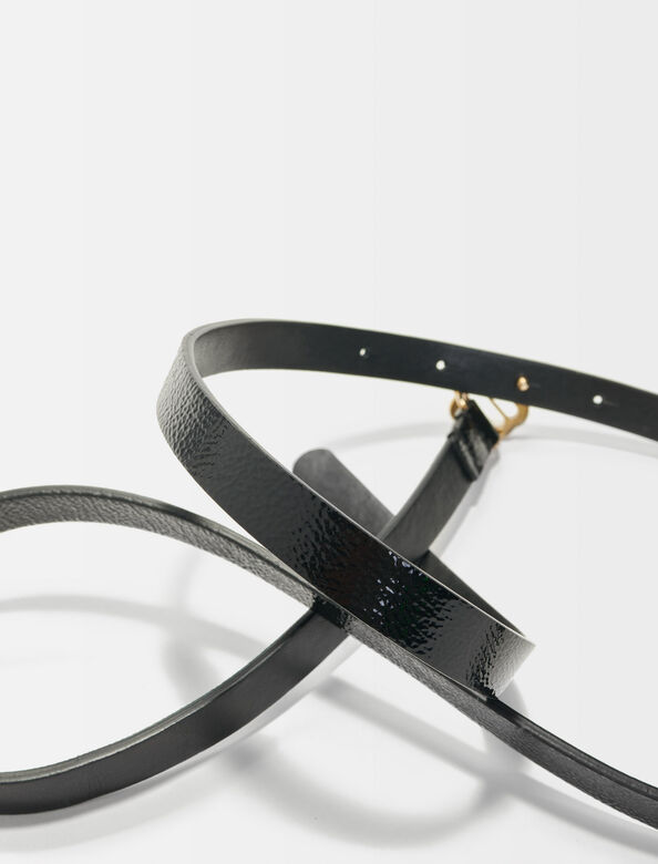 Narrow belt in black patent leather : Belts color Black