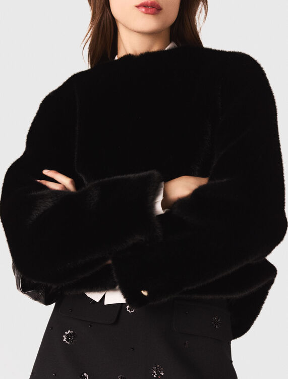 Short faux fur coat - Coats - MAJE