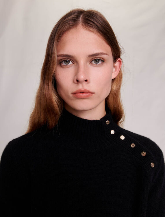Cashmere jumper with gold snap buttons - 30% Off - MAJE